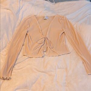 Hello Molly Cream Tie-Front Blouse